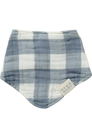 Dusty Blue Gingham Classic Muslin Bib | 100% Cotton | Baby Essentials