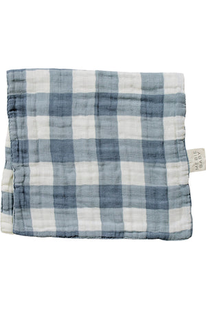 Dusty Blue Gingham Muslin Burp Cloth | 100% Cotton | Baby Essentials