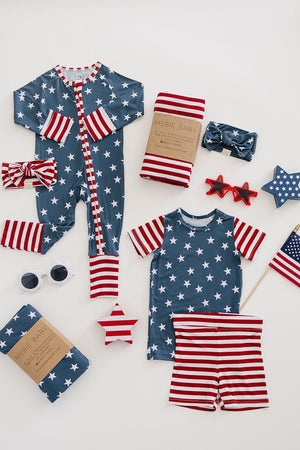 Stars + Stripes Cozy Short Set | Bamboo