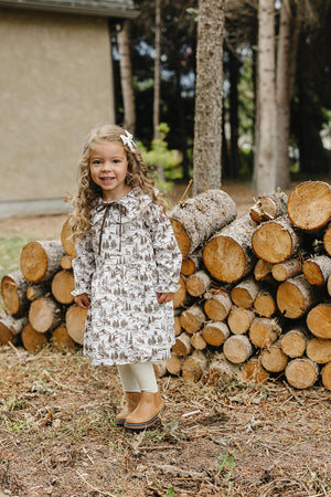 Brown Toile Dress 8/9Y Brown Toile Dress 8/9Y
