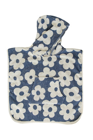 Navy Floral Organic Cotton Beach Poncho | 100% Cotton