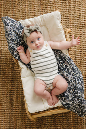Baby Girl Sage Stripe Knit Bubble | 100% Cotton