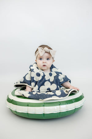 Navy Floral Organic Cotton Beach Poncho | 100% Cotton