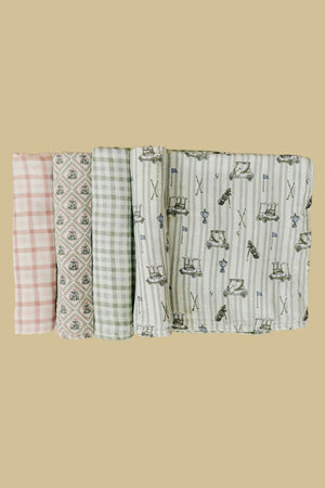 Pink Gingham Muslin Swaddle Cotton Blanket