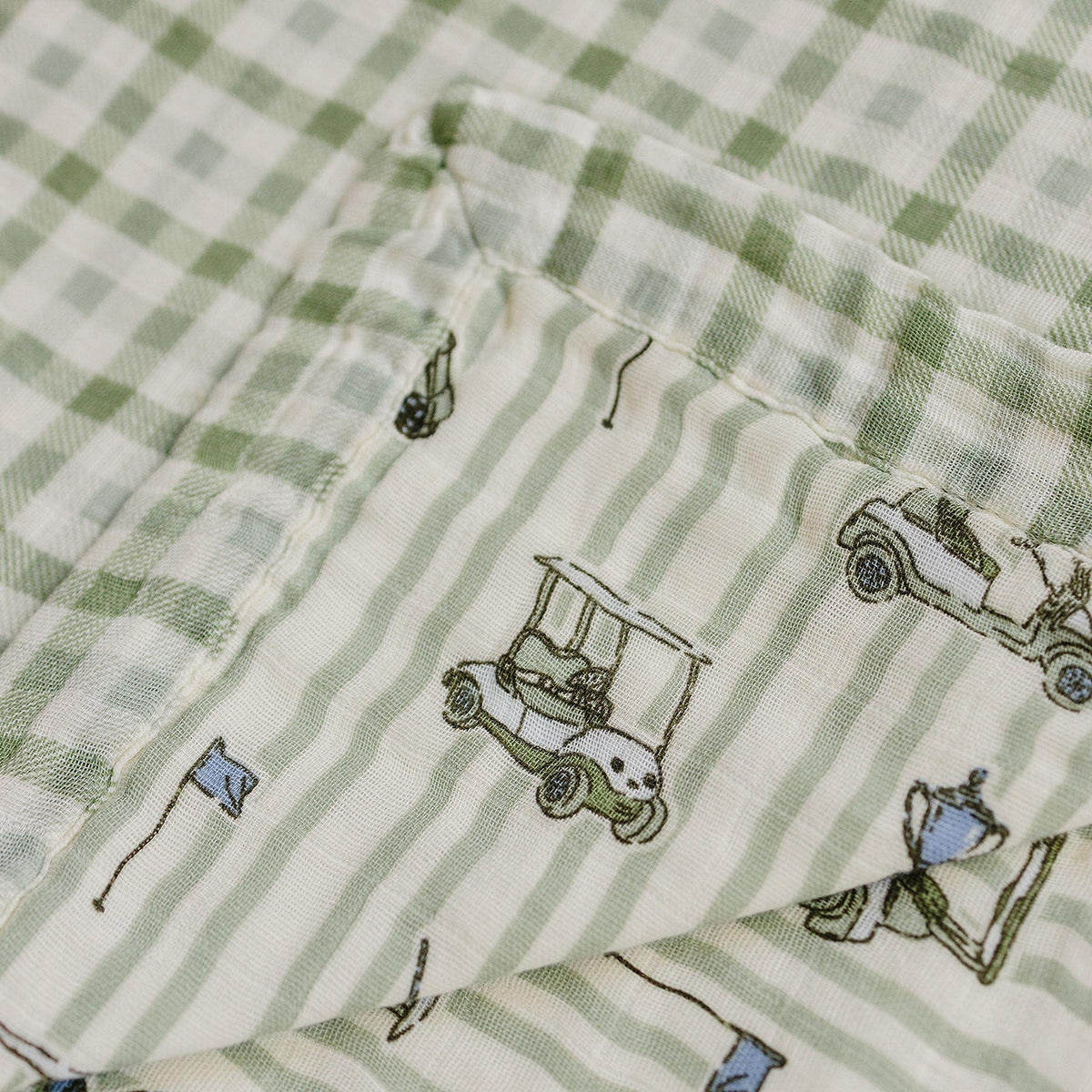 Tee Time + Green Gingham Lightweight Muslin Quilt