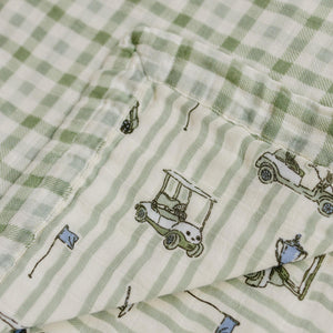 Tee Time + Green Gingham Lightweight Muslin Quilt