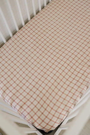 Pink Gingham Muslin Crib Cotton Sheet