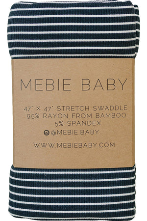 Navy Stripes Ribbed Stretch Swaddle Blanket | Bamboo | Baby Essentials