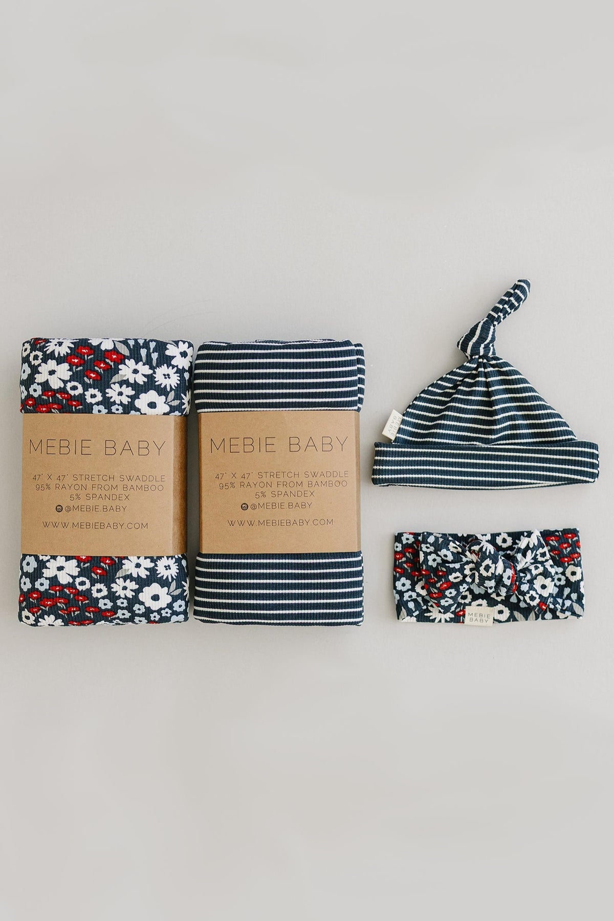 Navy Stripes Ribbed Stretch Swaddle Blanket | Bamboo | Baby Essentials