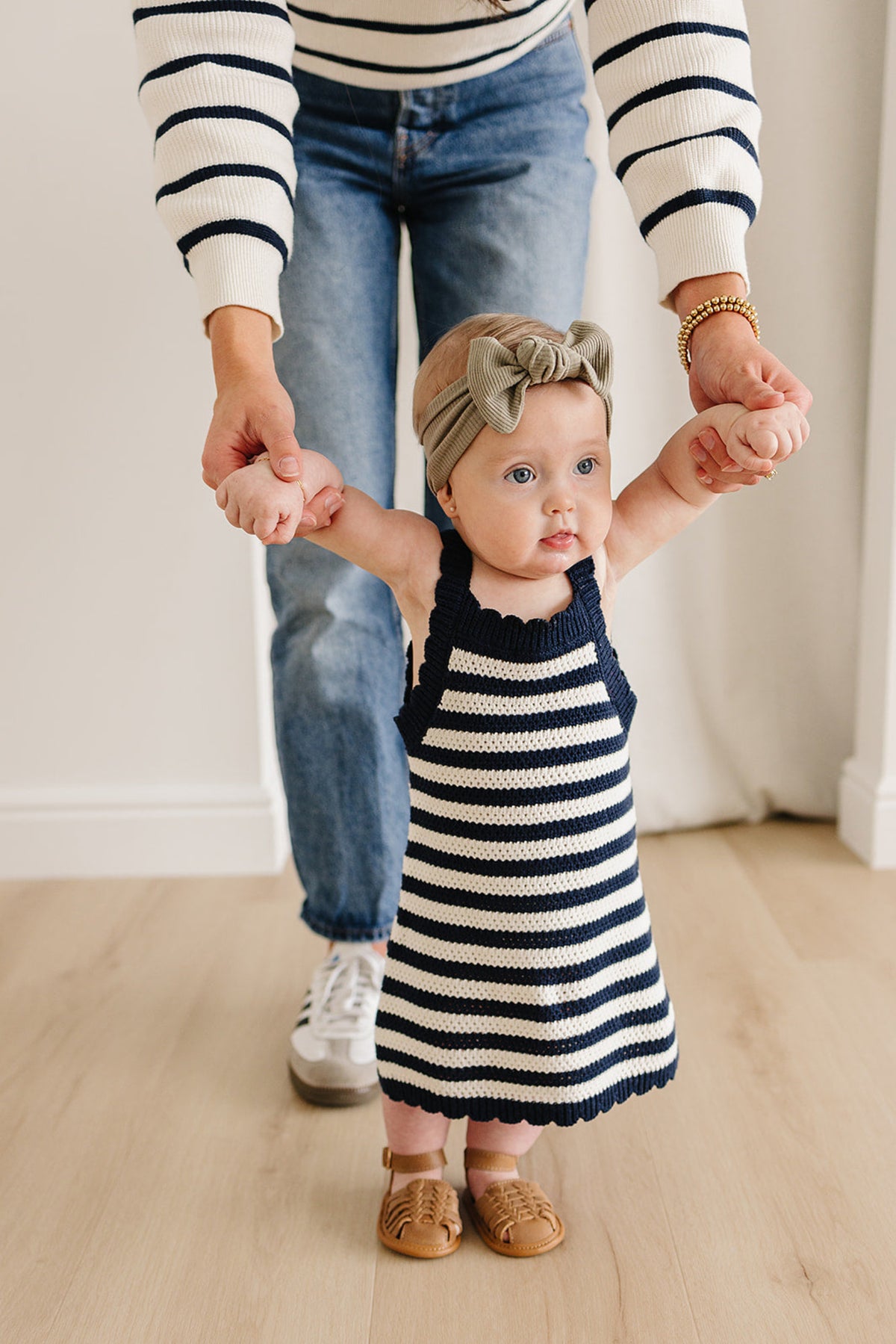 Mebie Baby Navy Stripe Knit Tank Dress, 100% Cotton, Baby - Kids