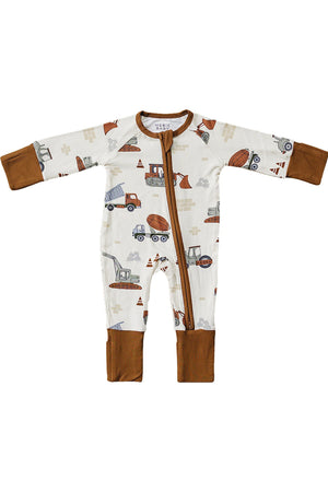 Construction Trucks Ribbed Zipper Pajamas | Bamboo | Baby Essentials