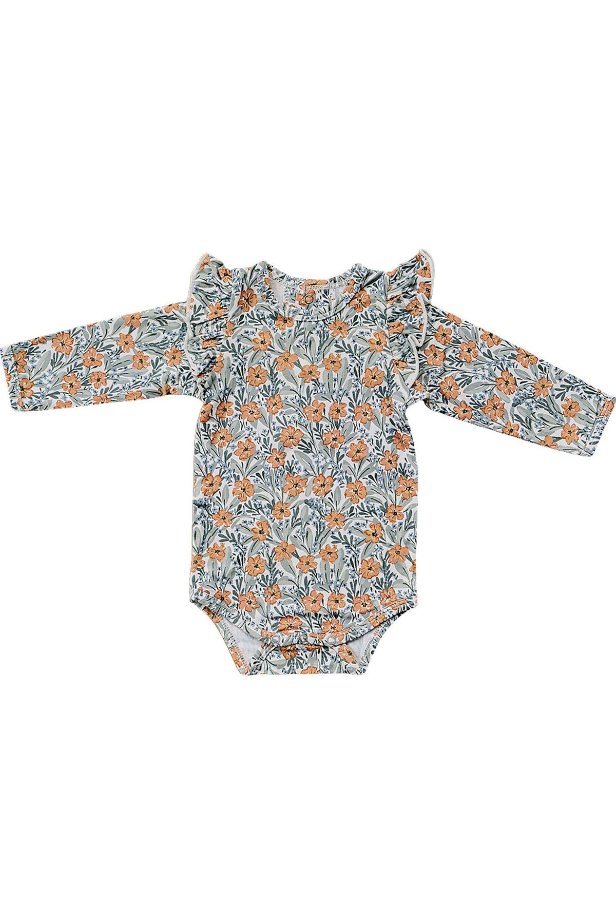 Mebie Baby  Dainty Meadow Ruffle Sleeve Bodysuit | Bamboo | Baby Essentials