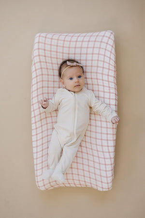 Pink Gingham Muslin Changing Pad Cover, 100% Cotton