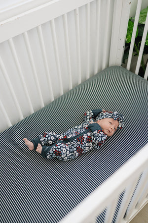 Navy Stripes Stretch Crib Sheet | Bamboo | Baby Essentials