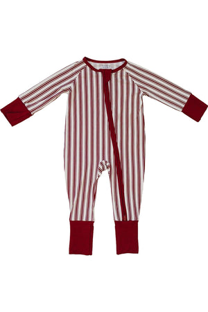 Red Stripes Zipper Pajama | Bamboo | Baby Essentials