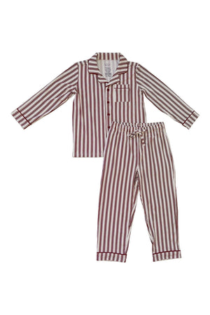 Red Stripes Collared Pajama Set | Bamboo