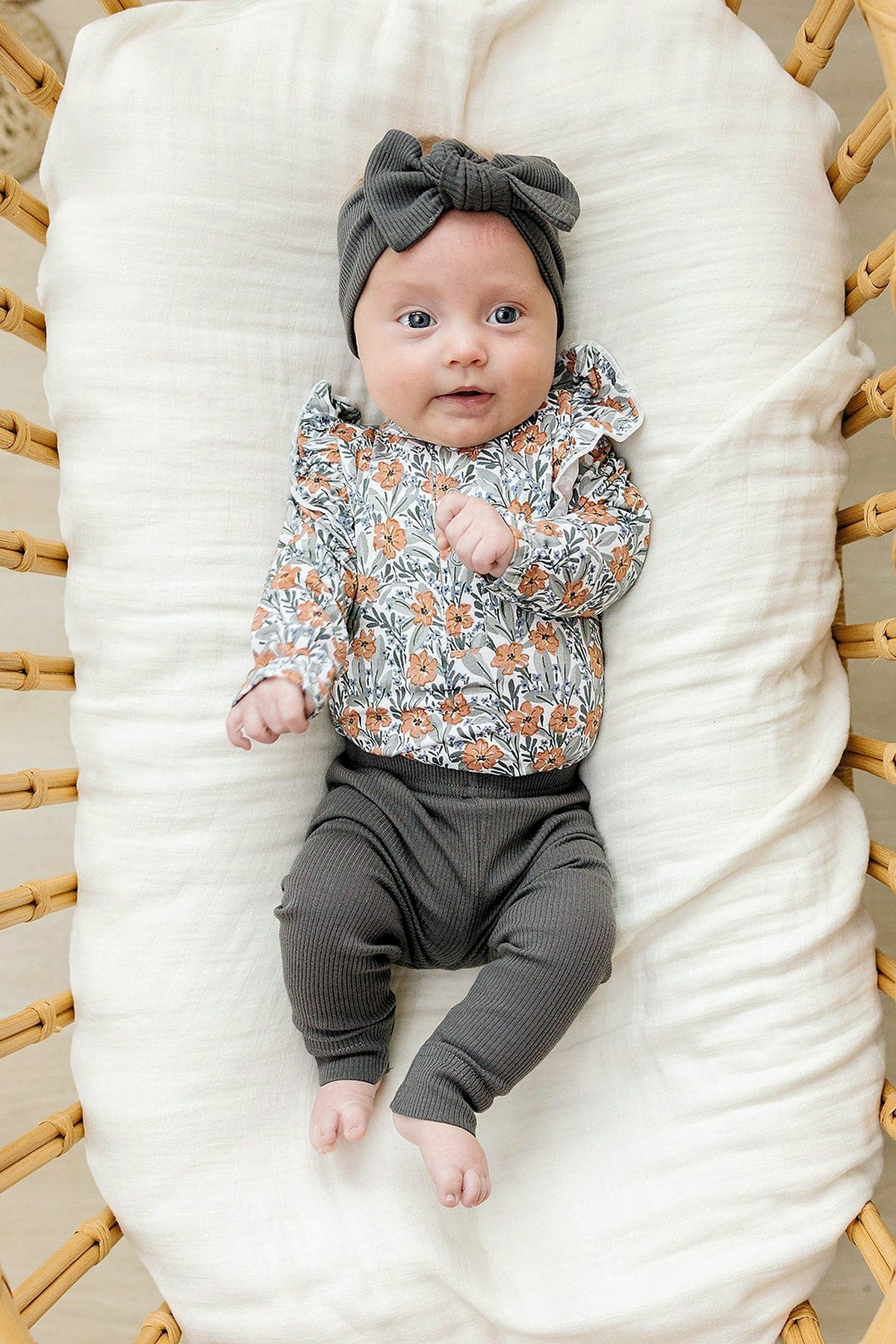 Mebie Baby  Dainty Meadow Ruffle Sleeve Bodysuit | Bamboo | Baby Essentials