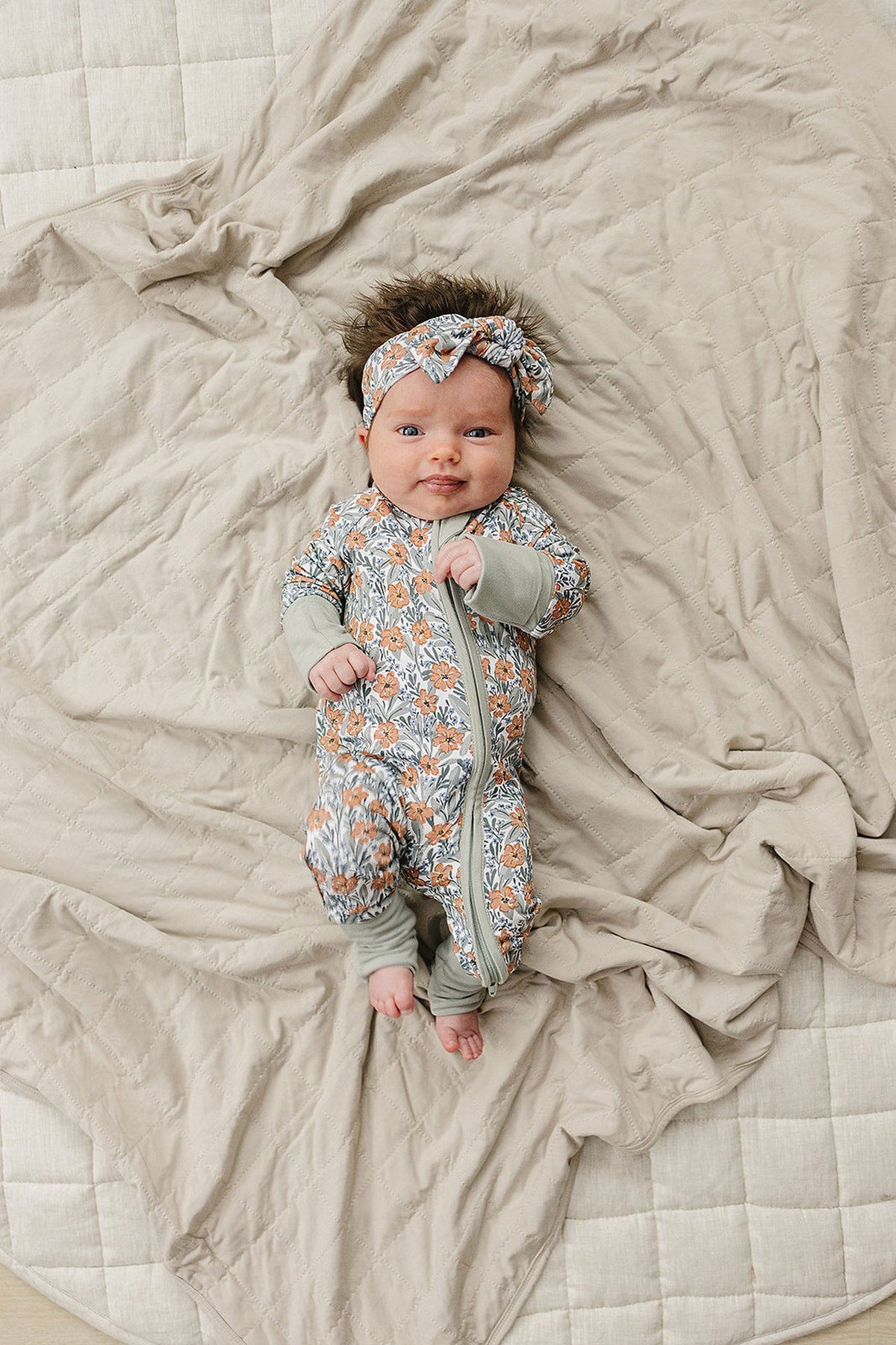 Mebie Baby  Dainty Meadow Zipper Pajama | Bamboo | Baby Essentials