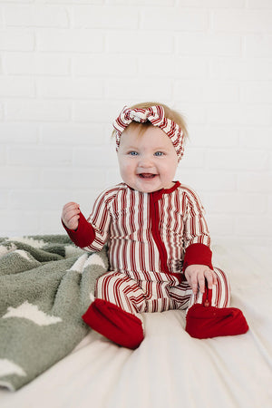 Red Stripes Zipper Pajama | Bamboo | Baby Essentials