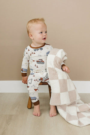 Construction Trucks Ribbed Cozy Pajama Set | Bamboo | Baby Essentials