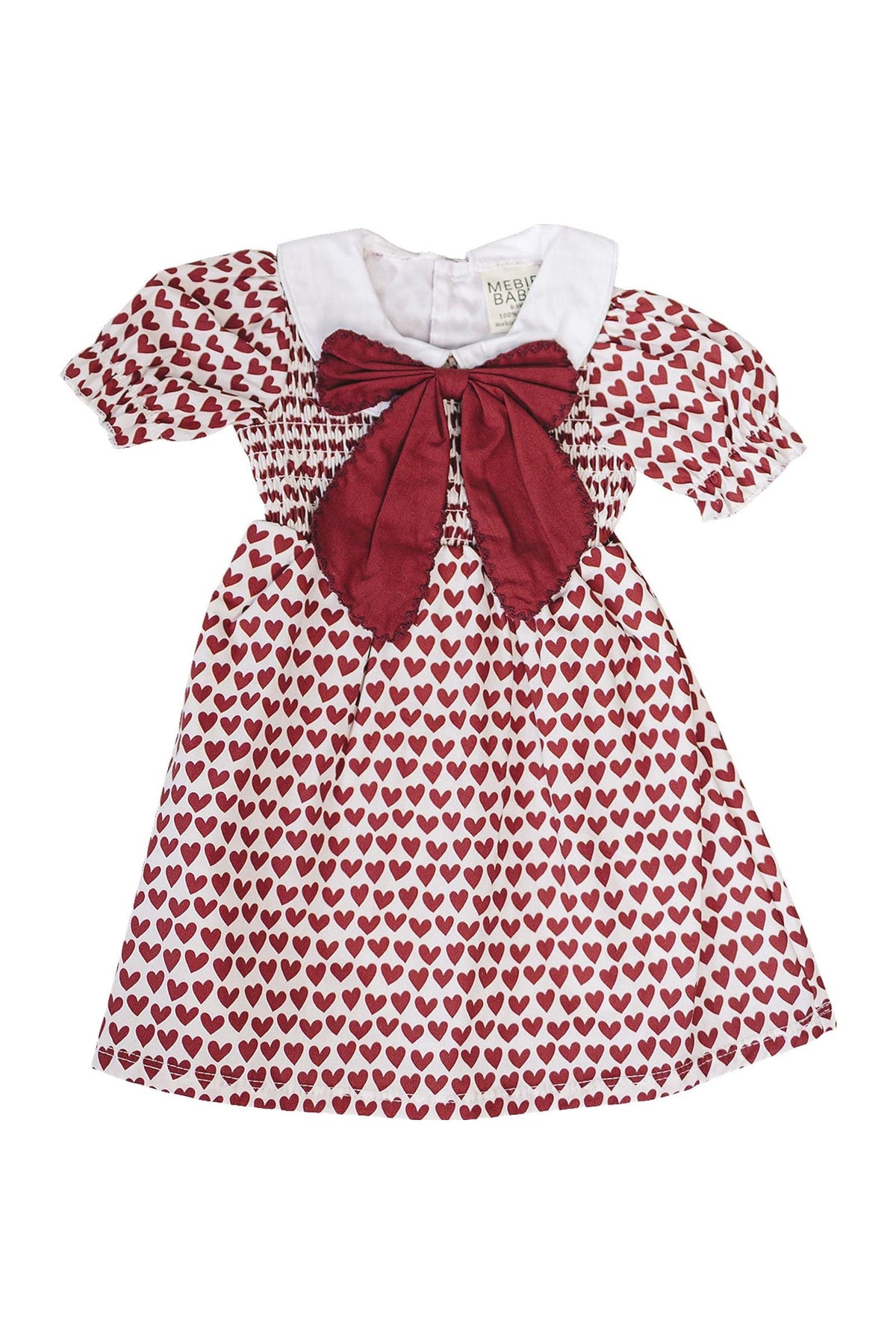 Mebie Baby Heart Bow Dress for Girls, 100% Cotton, Red, Baby - Kids