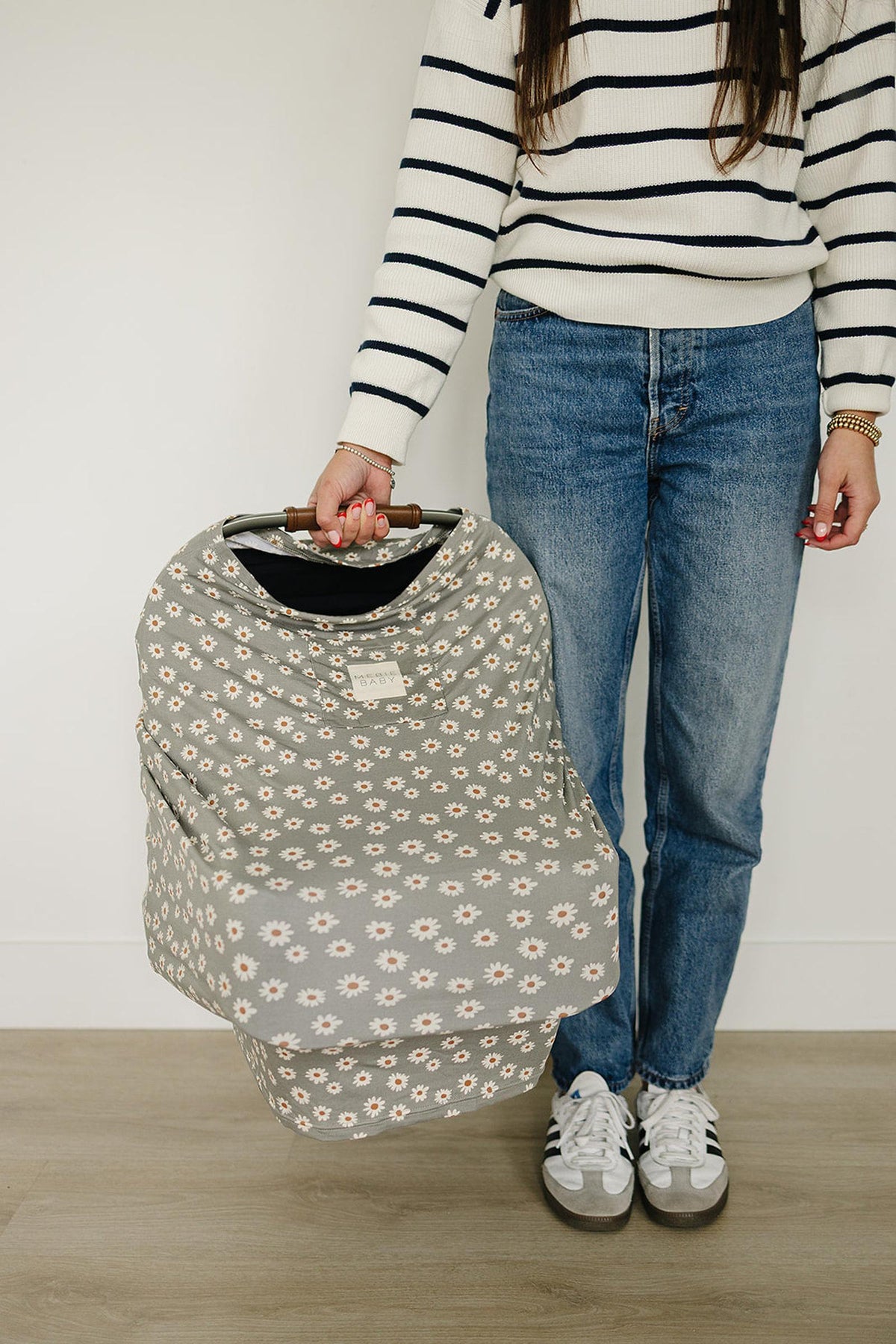 Light Green Daisy Multi-Use | Bamboo | Car Seat & Nursing Cover