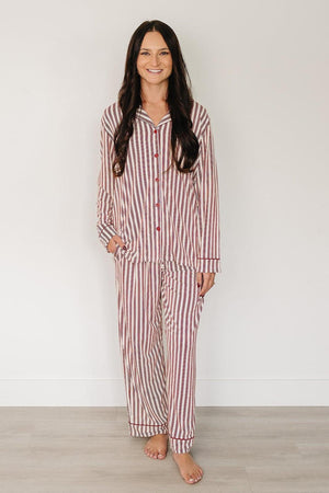 Adult Red Stripes Pajama Set | Family Matching Collection | Bamboo