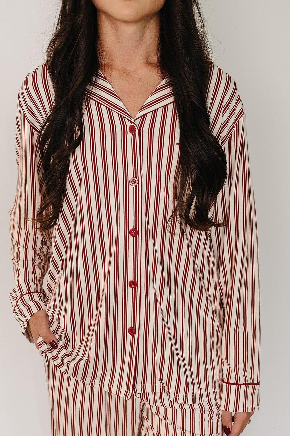 Adult Red Stripes Pajama Set | Family Matching Collection | Bamboo