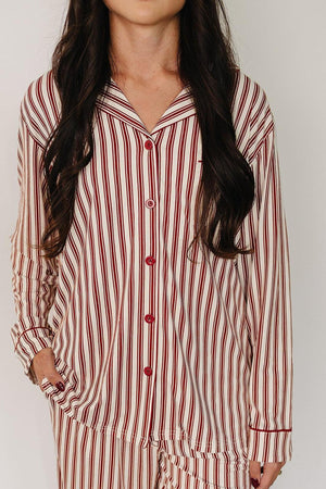 Adult Red Stripes Pajama Set | Family Matching Collection | Bamboo