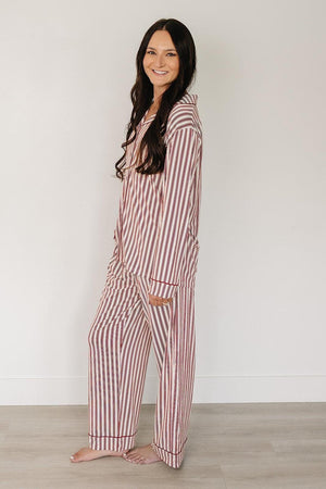 Adult Red Stripes Pajama Set | Family Matching Collection | Bamboo