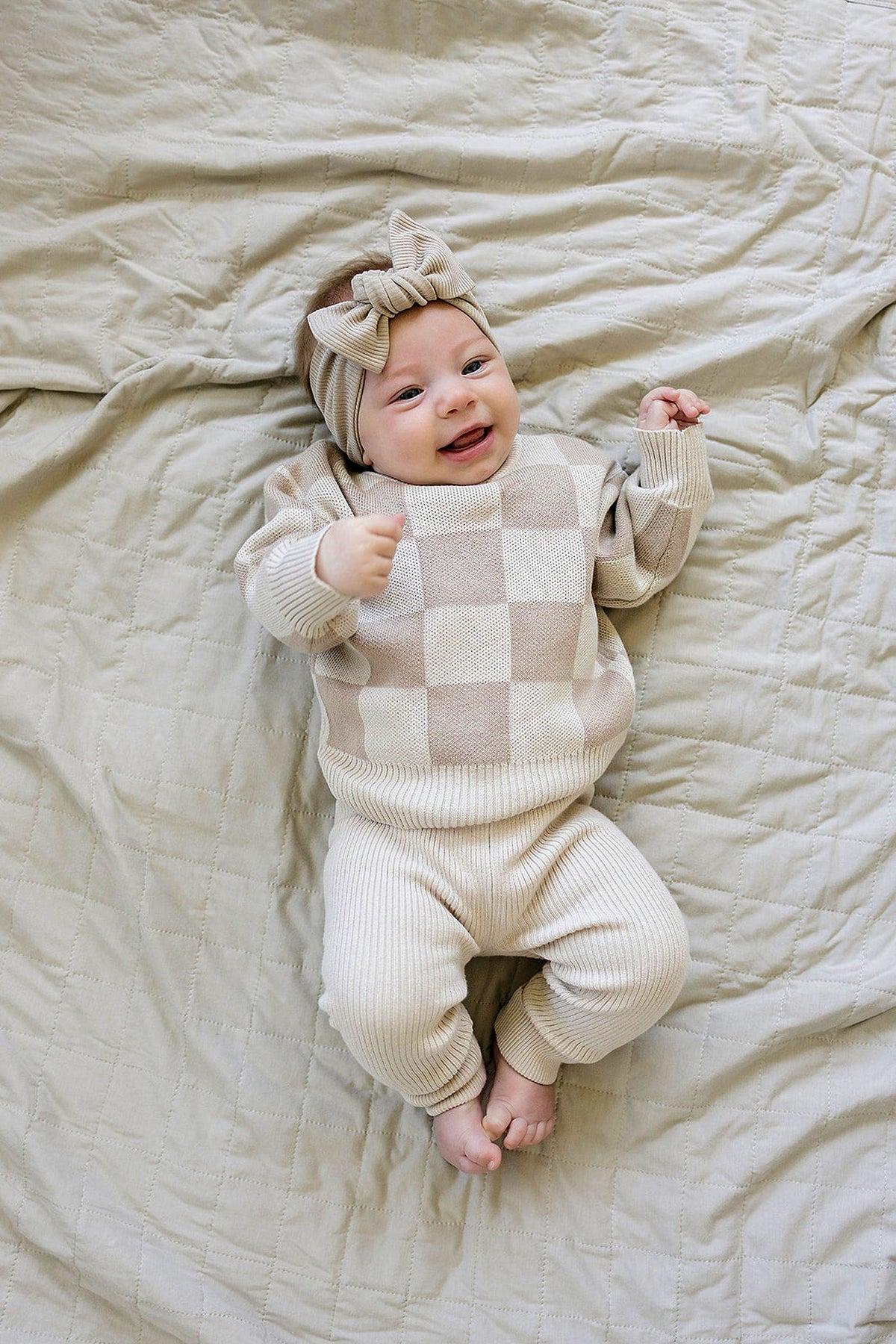 Mebie Baby  Cream Knit Leggings | Organic Cotton