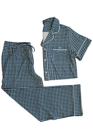 Women's Navy Gingham Pajama Set | Bamboo
