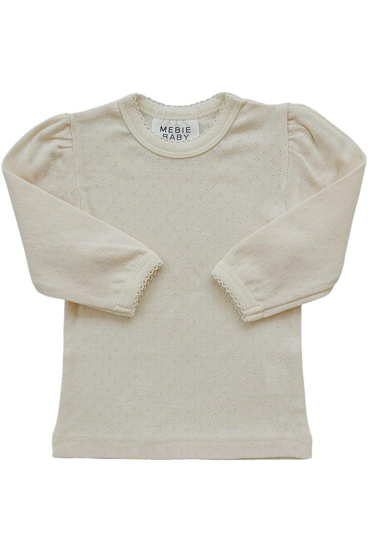 Mebie Baby  Cream Pointelle Long Sleeve T-Shirt | 100% Cotton