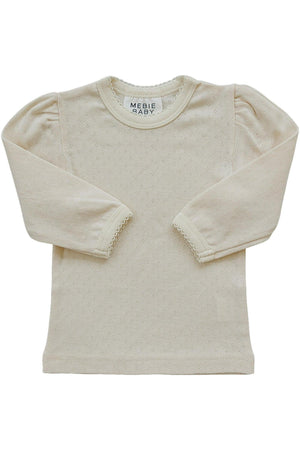 Mebie Baby  Cream Pointelle Long Sleeve T-Shirt | 100% Cotton