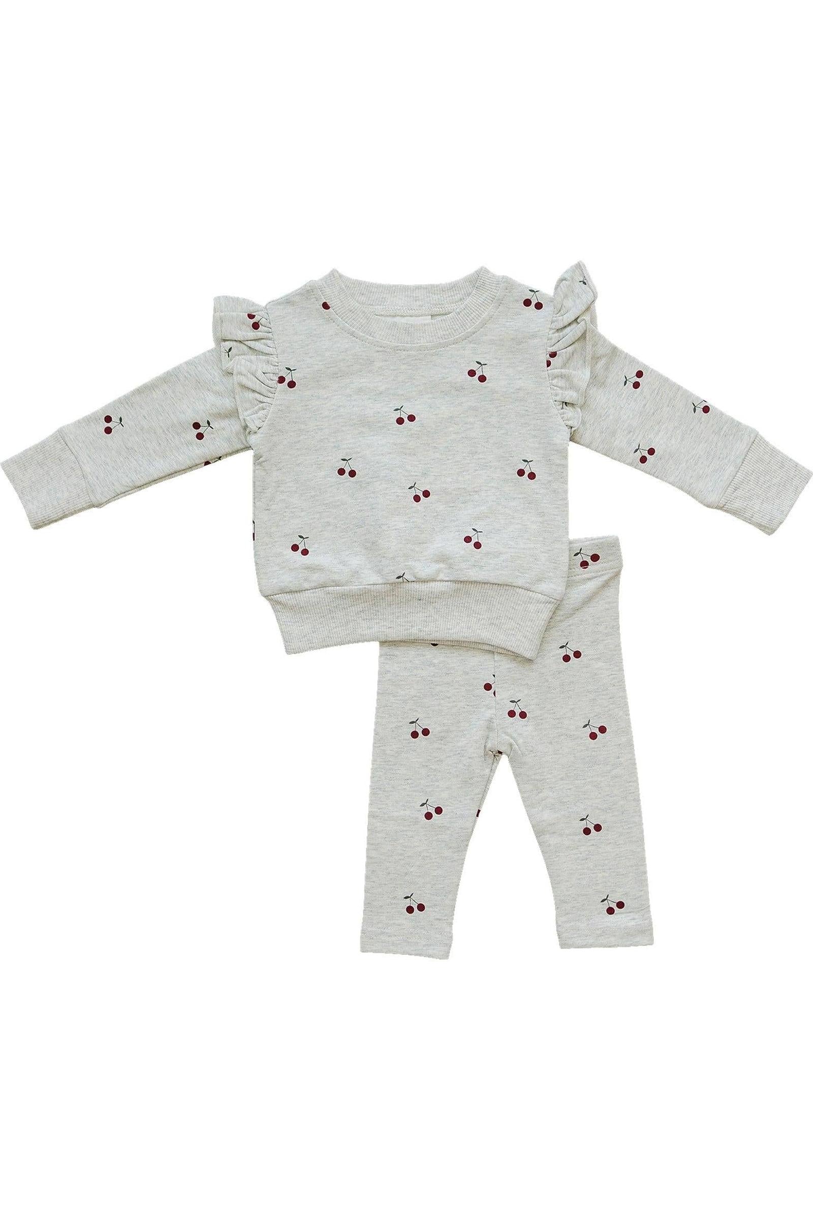 Cherry Ruffle French Terry Set | Cotton