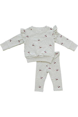 Cherry Ruffle French Terry Set | Cotton