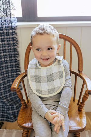 Coastal Plaid Classic Muslin Bib | 100% Cotton | Baby Essentials