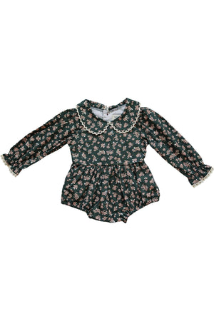 Olive Bloom Baby Girl Bubble with Peter Pan Collar | Cotton