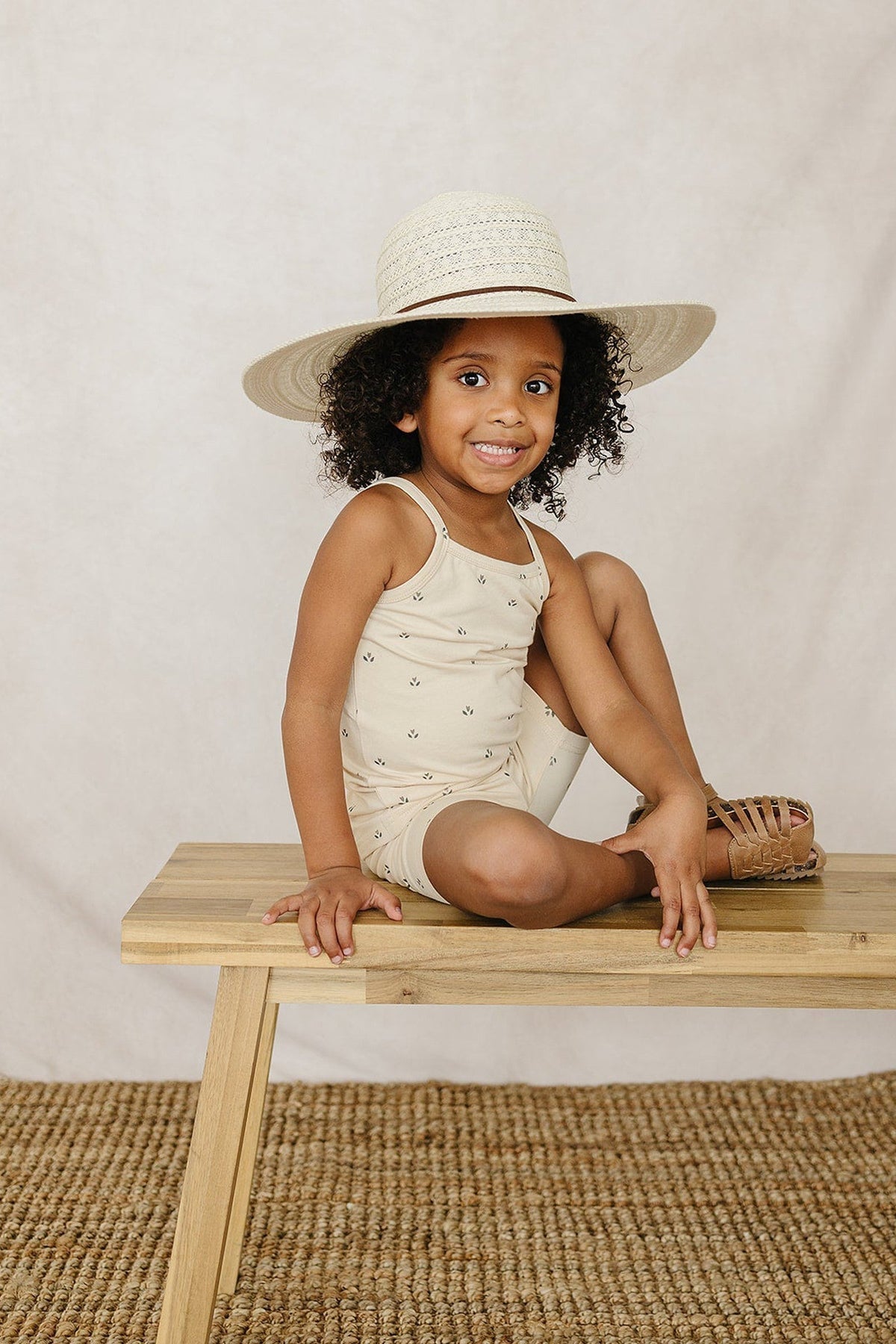 Mebie Baby  Cream Tulips Tank + Biker Shorts Set | Cotton