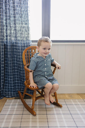Navy Gingham Shorts Pajama Set | 100% Cotton