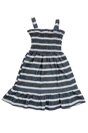Navy Stripe Summer Dress | Linen