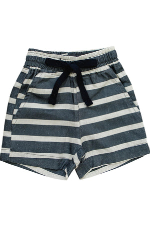 Boy Navy Stripe Linen Cotton Shorts