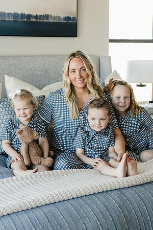 Women's Navy Gingham Pajama Set | Bamboo