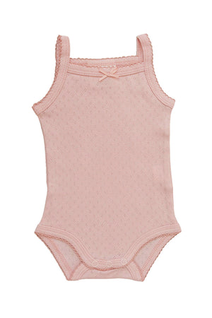 Baby Girl Pink Bow Pointelle Tank Bodysuit | Cotton