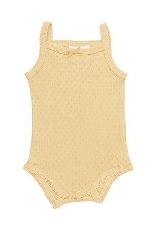 Baby Girl Yellow Bow Pointelle Tank Bodysuit | Cotton