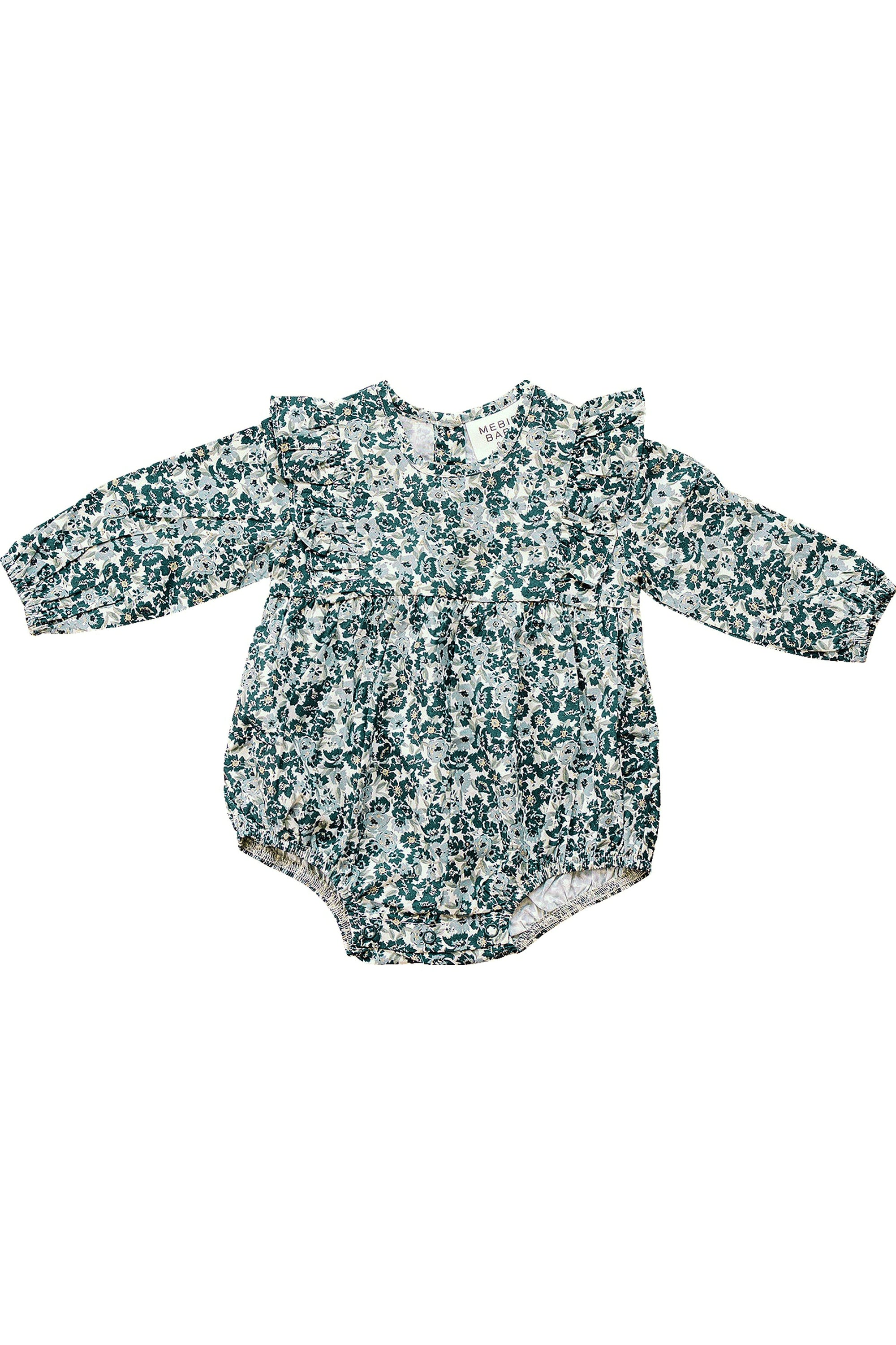 Liberty Floral Long Sleeve Ruffle Bubble Romper | 100% Cotton