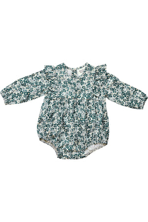 Liberty Floral Long Sleeve Ruffle Bubble Romper | 100% Cotton