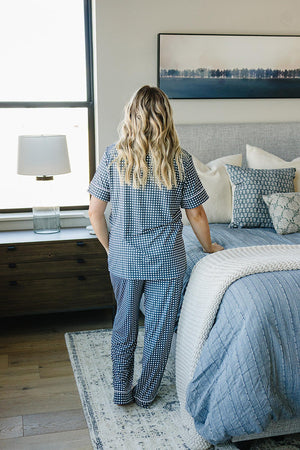 Women's Navy Gingham Pajama Set | Bamboo