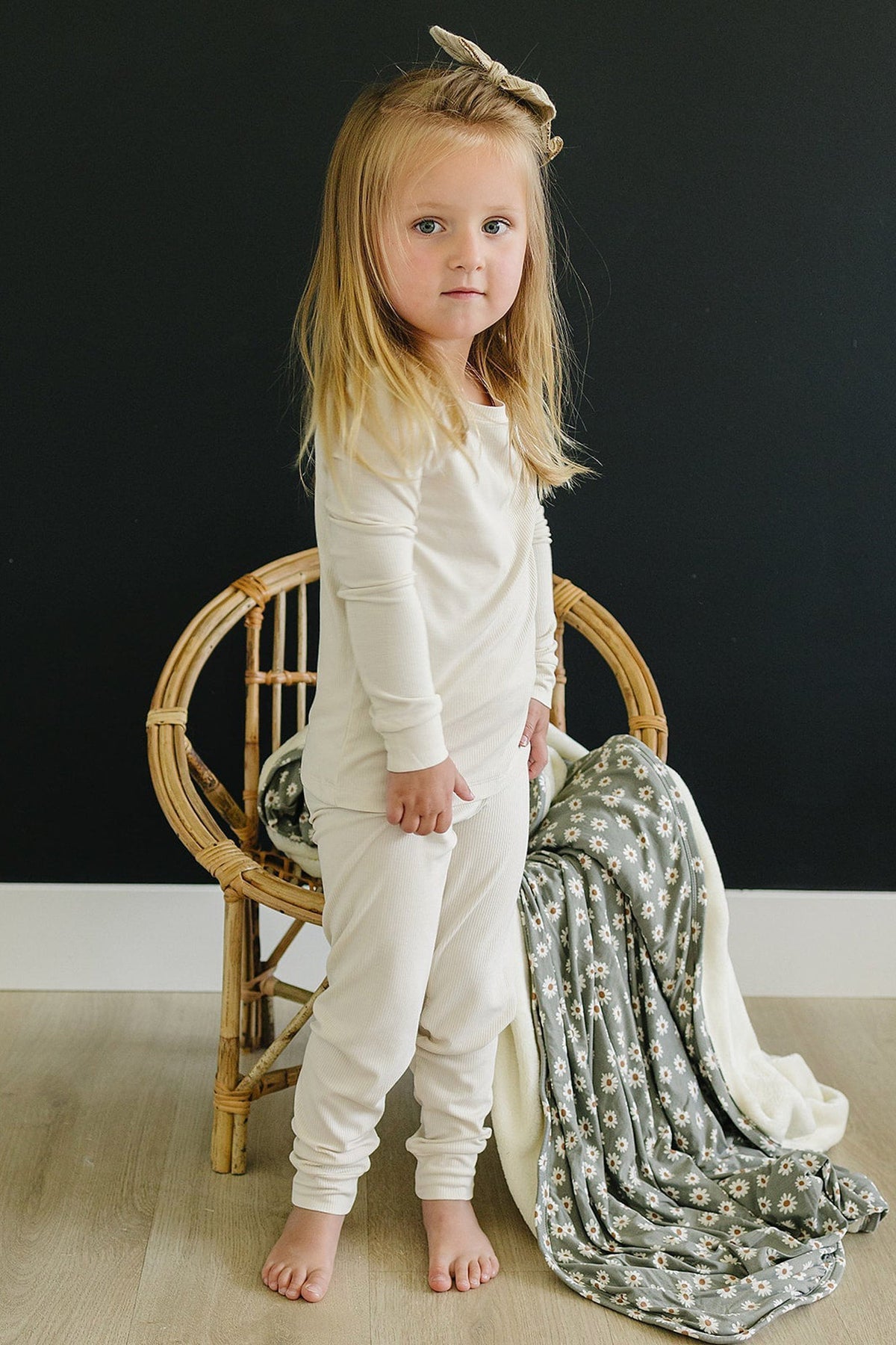 Mebie Baby  Cream Ribbed Cozy Pajama Set | Bamboo | Baby Essentials