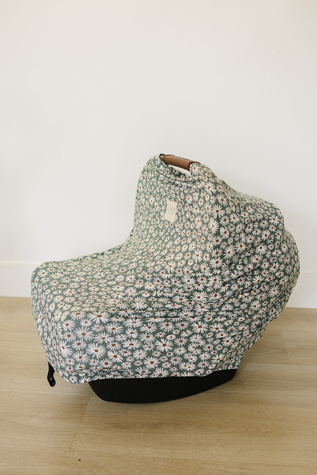 Mebie Baby  Dark Green Daisy Multi-Use | Bamboo | Car Seat & Nursing Cover